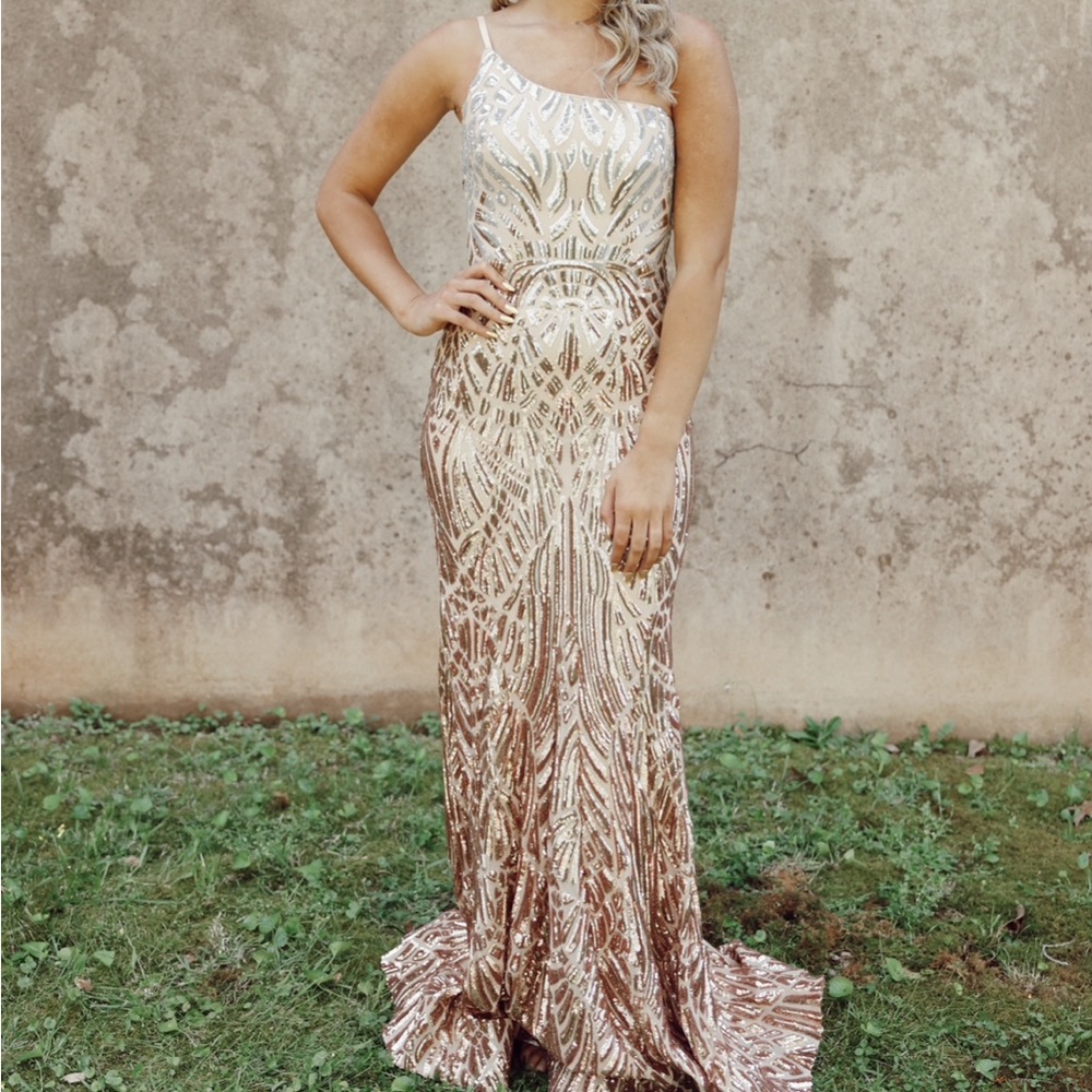 Gold ombré prom dress